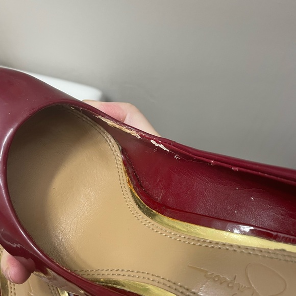 Jessica Simpson, Cherry Red Platform Stiletto 37.5. Genuine Leather - Picture 5 of 7